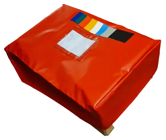 Red Pallet Cover with document pouch and a selection of PVC colours